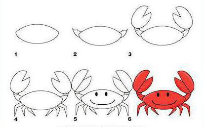 Ako nakresliť krab - podrobné pokyny